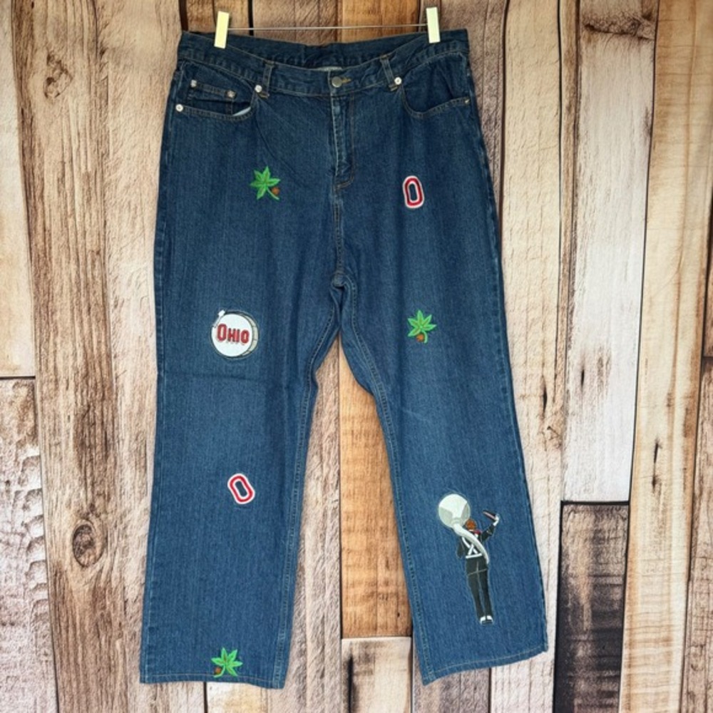 Bellepointe Ohio State Embroidered‎ Statement Jeans Collegiate OSU 2000s Size 16